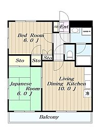 グランドール相模 2LDKの間取図画像