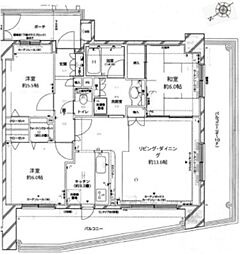 クレストフォルム上野グランステージ 3階3LDKの間取り
