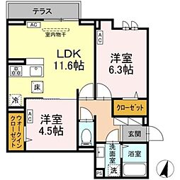 セレスティア扇VIII 2LDKの間取図画像