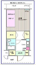 ウインドベル学生マンション1 2階1Kの間取り