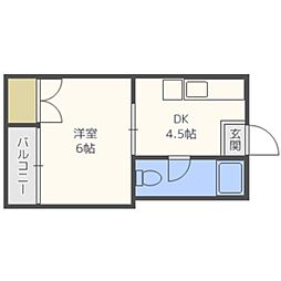コーポ荒戸 ワンルームの間取図画像