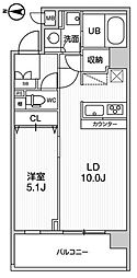 オルタナ菊川2 2階1LDKの間取り