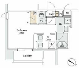 カスタリア人形町3 9階1Kの間取り