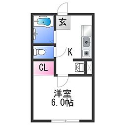 エクストリーム新在家 1Kの間取図画像