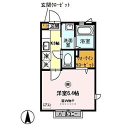 ハウスオブオレンジ 1階1Kの間取り