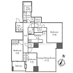 大崎ウエストシティタワーズE棟 3LDKの間取図画像