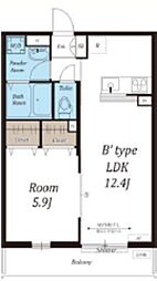リブリ・ricco3 1LDKの間取図画像