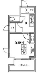 ラクラス木場公園 4階1Kの間取り