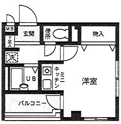 ロイヤルヒルズ忠生 ワンルームの間取図画像