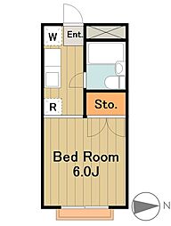 アルスハイム 1Kの間取図画像