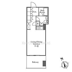 アークヒルズ仙石山レジデンス 6階ワンルームの間取り