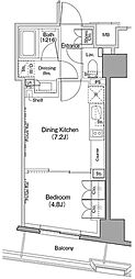 ザ・パークハビオ日本橋小伝馬町 1DKの間取図画像