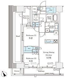 東京メトロ銀座線 表参道駅 徒歩13分の賃貸マンション 8階2LDKの間取り