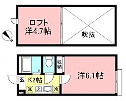 グレースアロー 1階1Kの間取り