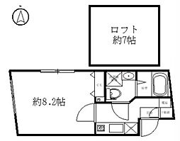 カーサ上野入谷 5階1Kの間取り