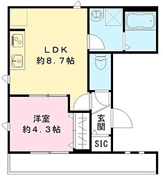 メゾンケヤキ 1LDKの間取図画像