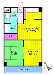 サンライフ生田 2DKの間取図画像