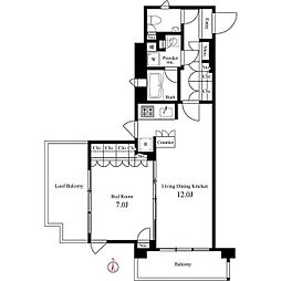イプセ蒲田WEST 8階1LDKの間取り