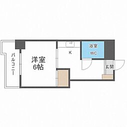 野中ハイム ワンルームの間取図画像