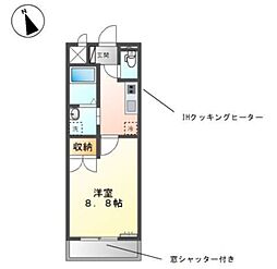 ワイズパラシオン 1Kの間取図画像