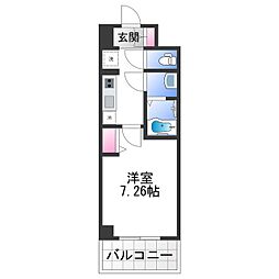 COCO-SURFRIDER 8階1Kの間取り