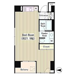 LA-RES西麻布 ワンルームの間取図画像