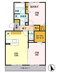 コモレビ大蔵F 2LDKの間取図画像