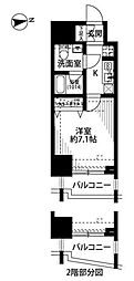 プレール・ドゥーク北千住 1Kの間取図画像
