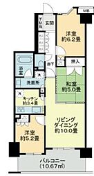 ライオンズクオーレ幕張マークスフォート 6階3LDKの間取り