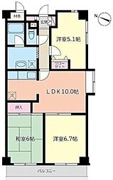パークプレイスII 5階3LDKの間取り