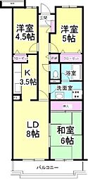 レインボーヒルズ21 3LDKの間取図画像