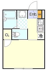フリージア西小山 1階1Kの間取り