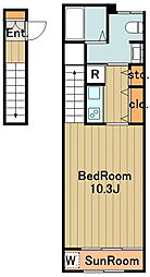 多摩都市モノレール 大塚・帝京大学駅 徒歩15分の賃貸アパート 2階1Kの間取り