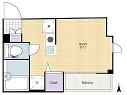 サニーレジデンス板橋 2階ワンルームの間取り