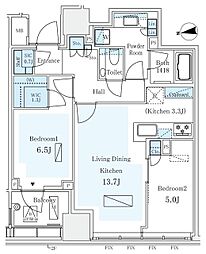 パークコート　ザ・三番町ハウス 9階2LDKの間取り