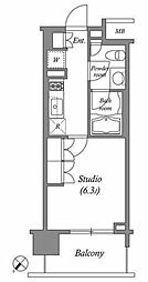 LaSante 千駄木 10階1Kの間取り