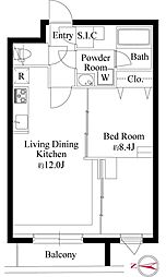 グランパセオ代々木上原2 1階1LDKの間取り