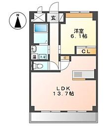 サンライズ氷川町 1LDKの間取図画像