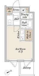オルサス新江古田 3階ワンルームの間取り
