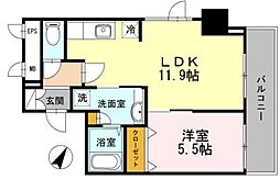 セルティスコート 8階1LDKの間取り