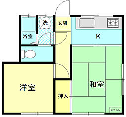 恵ハイツ 2Kの間取図画像
