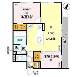 グランヴェールVII 2LDKの間取図画像