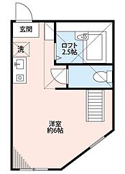 アーヴェル妙蓮寺2B棟 ワンルームの間取図画像