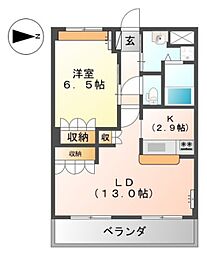 ＣｏＣｏ．グレイス 2階1LDKの間取り