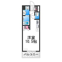 ルミノーサ堺 5階ワンルームの間取り