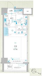 ジェノヴィア西新井大師グリーンヴェール 8階1Kの間取り