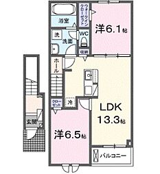 トマトハウス 2階2LDKの間取り
