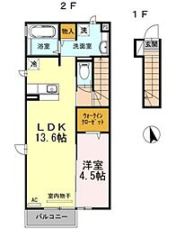 マロンコート 1LDKの間取図画像