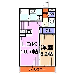 プリムヴェール 1LDKの間取図画像