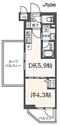 ハーモニーレジデンス東新宿 3階1DKの間取り